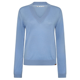 Ivy Copenhagen Essex Regular LS V-Neck Strik, Sky Blue 